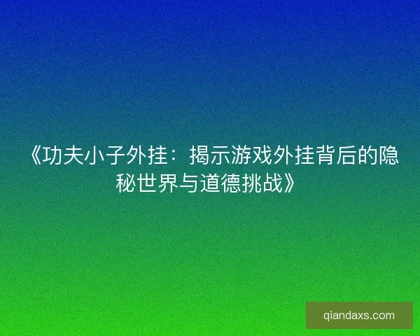 《功夫小子外挂：揭示游戏外挂背后的隐秘世界与道德挑战》